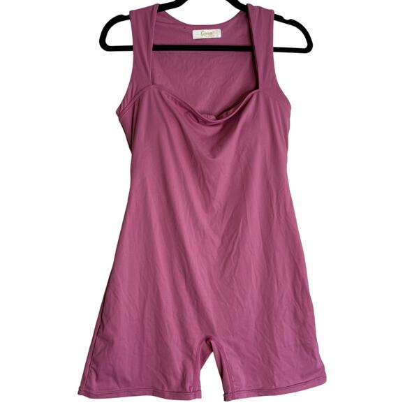 Qinsen Romper bodysuit Women 10 Pink Tummy Control Athletic Yoga Sleeveless - Picture 1 of 8